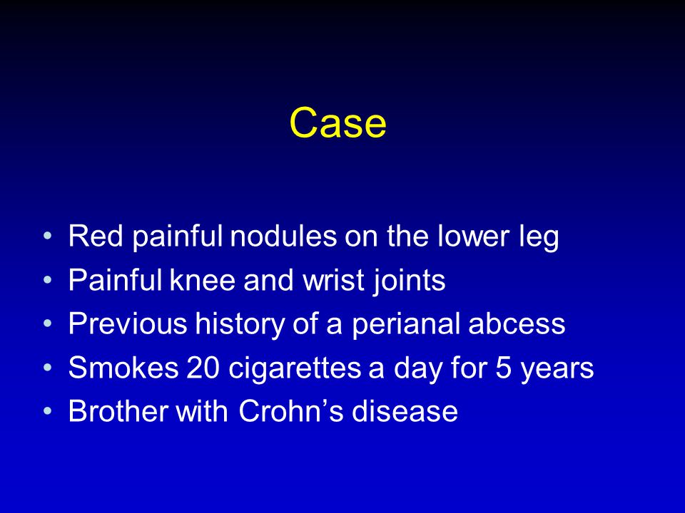 Case Red painful nodules on the lower leg