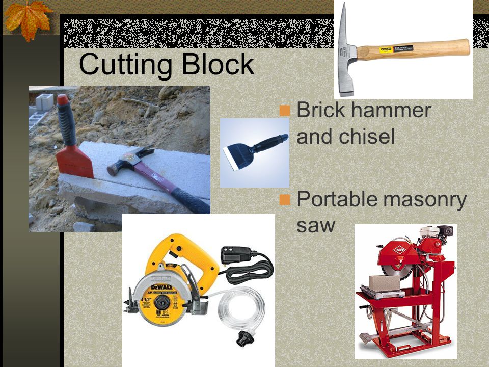 Cutting Block Brick hammer and chisel Portable masonry saw