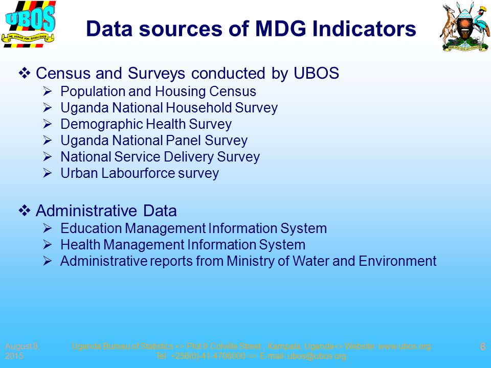 Data sources of MDG Indicators