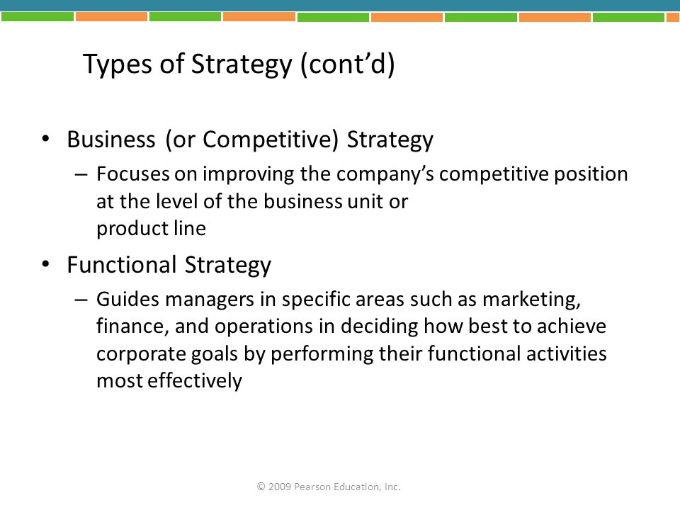 Types of Strategy (cont’d)