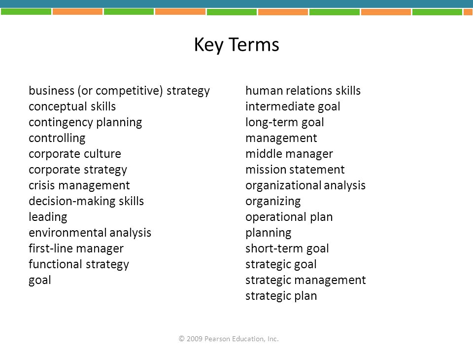 Key Terms business (or competitive) strategy conceptual skills