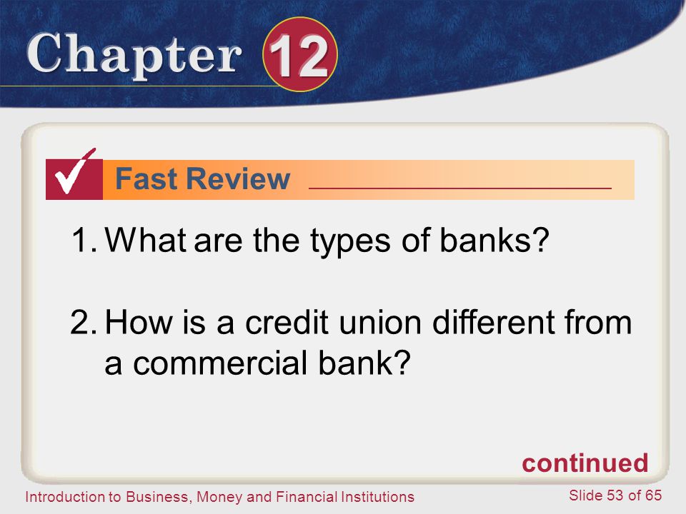 What are the types of banks