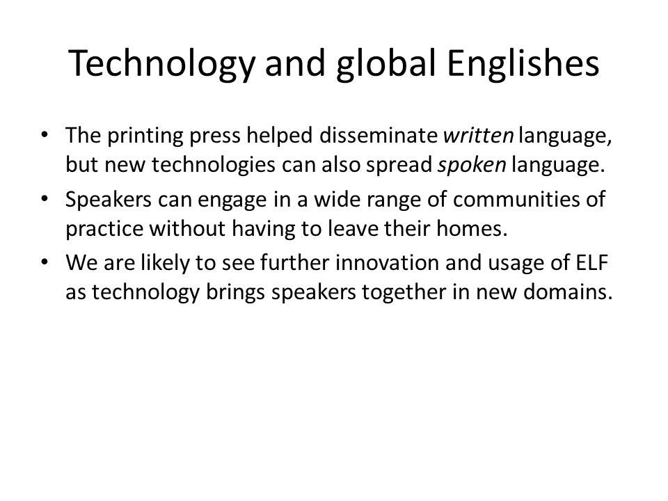Technology and global Englishes