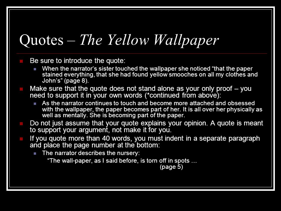 thesis statement for the yellow wallpaper