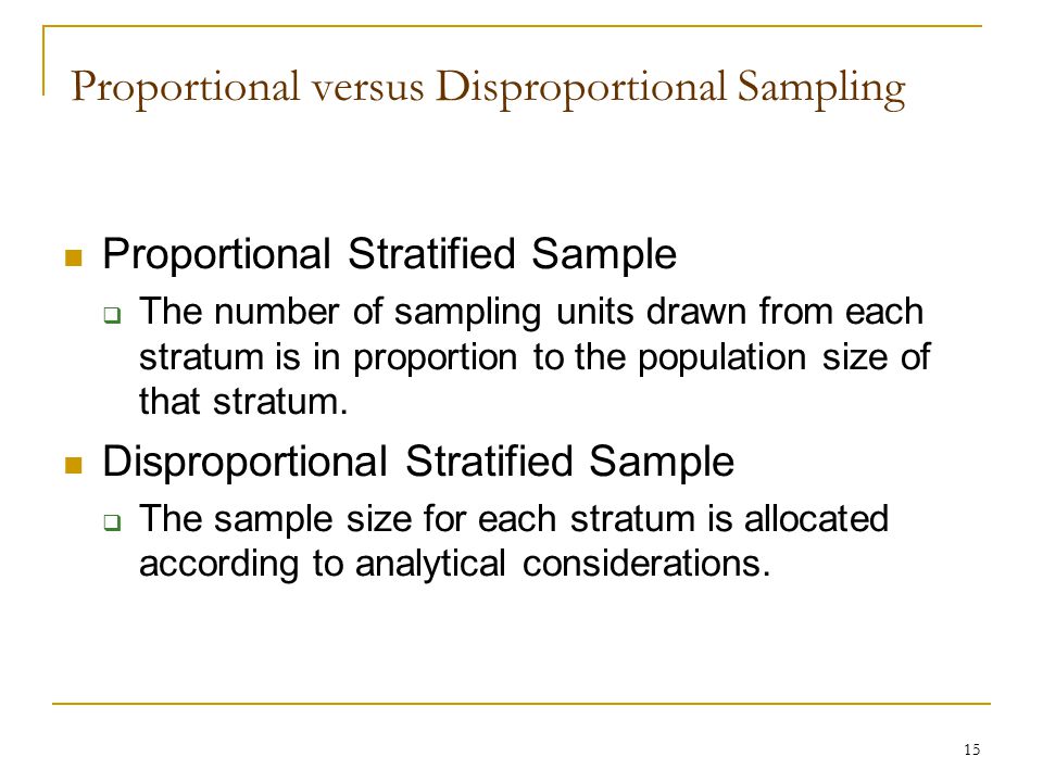 Proportional versus Disproportional Sampling