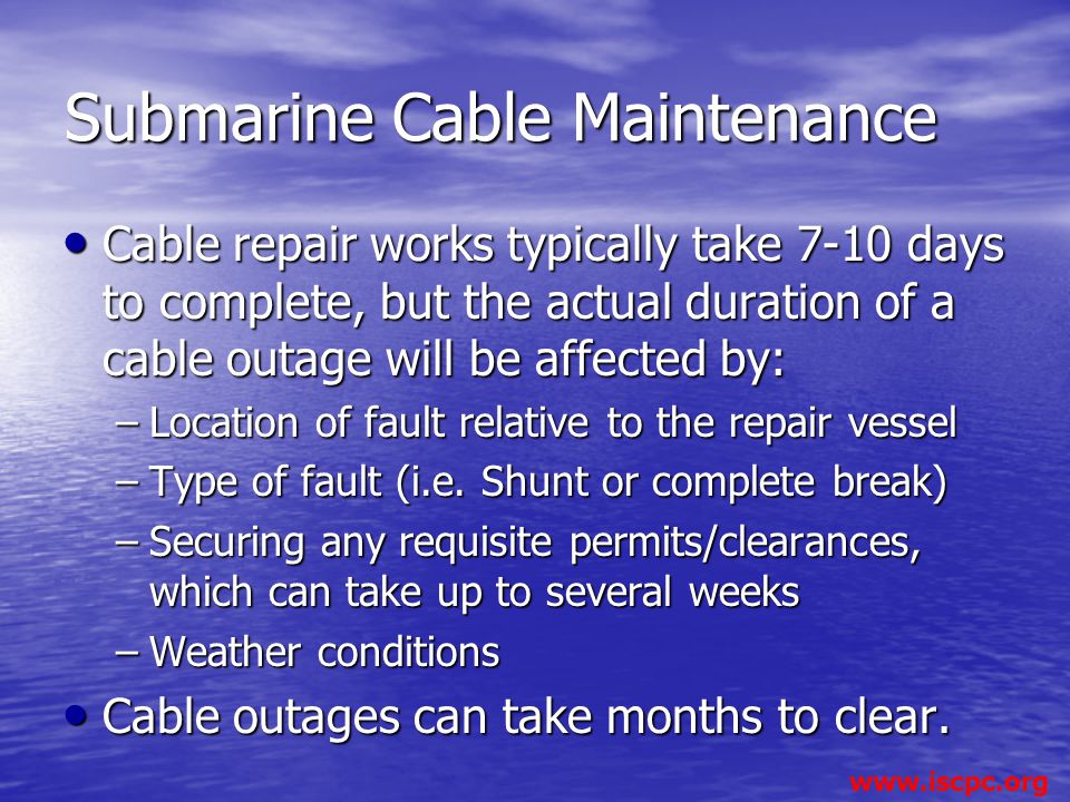 ITU Workshop Submarine Cables for Ocean/Climate Monitoring & Disaster  Warning The Technology – An Operations Perspective Mr. Michael Costin. -  ppt video online download
