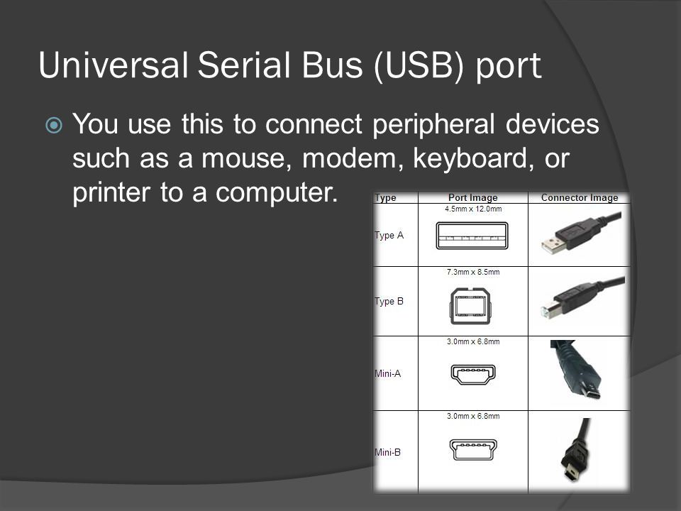 Universal Serial Bus (USB) port