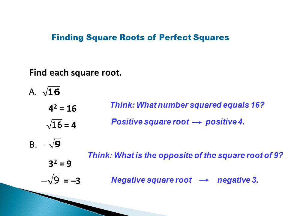 Finding Square Roots of Perfect Squares