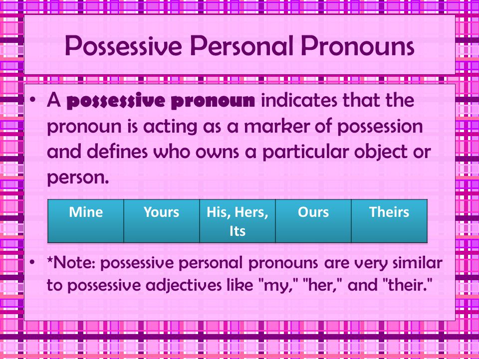 Possessive Personal Pronouns