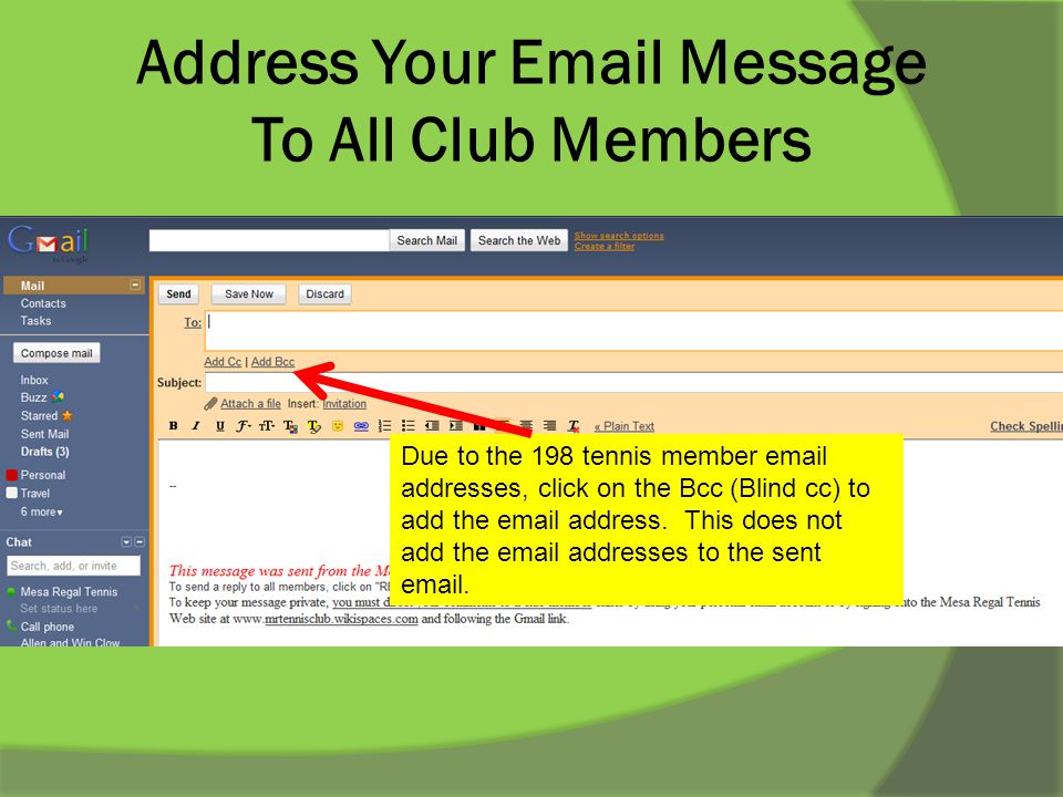 Address Your  Message To All Club Members