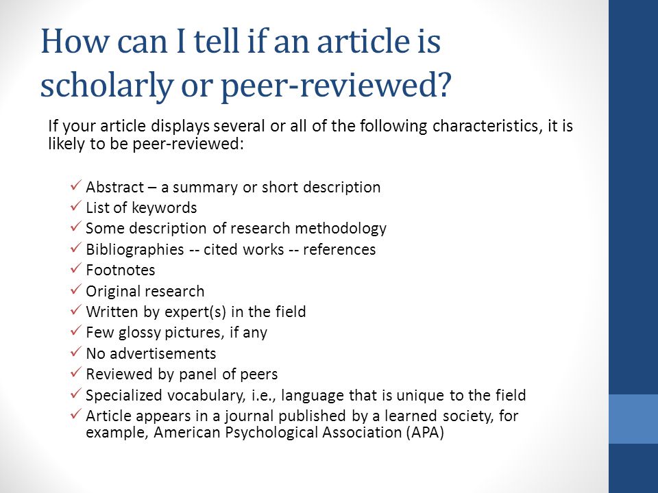 How To Identify Peer Reviewed Scholarly Academic Articles Ppt