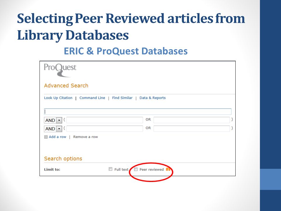 Selecting Peer Reviewed articles from Library Databases