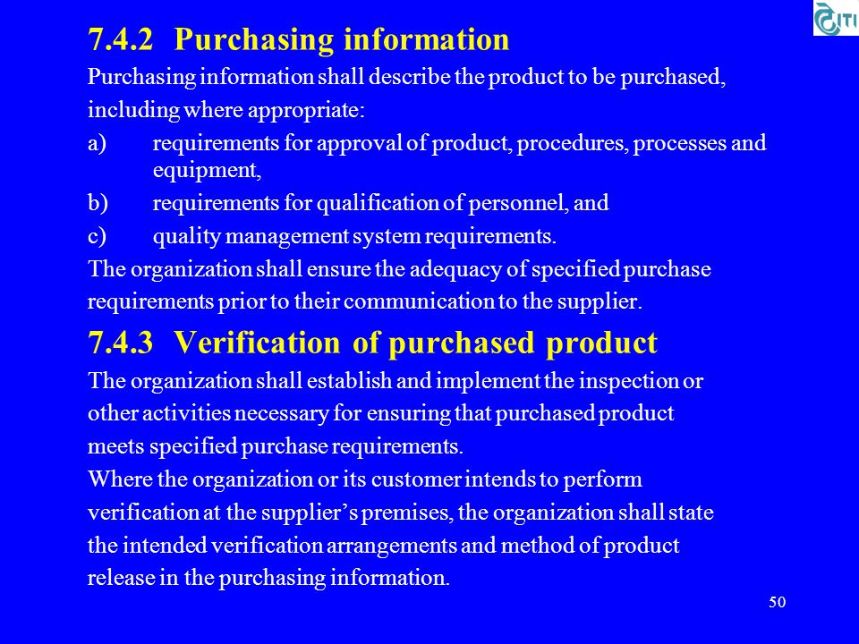 7.4.2 Purchasing information