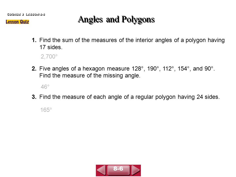Angles And Polygons Course 3 Lesson Ppt Download