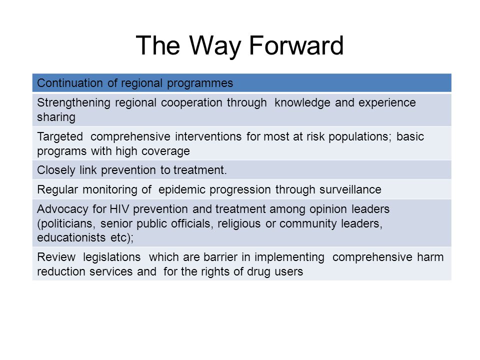 The Way Forward Continuation of regional programmes