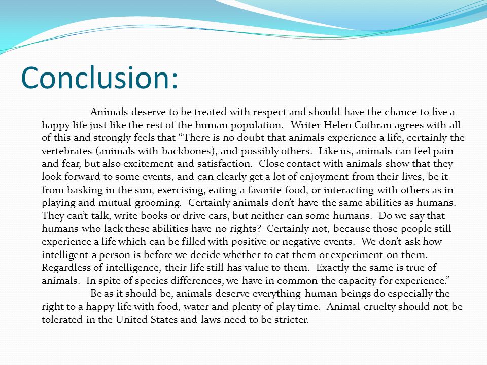 conclusion for animal rights paper