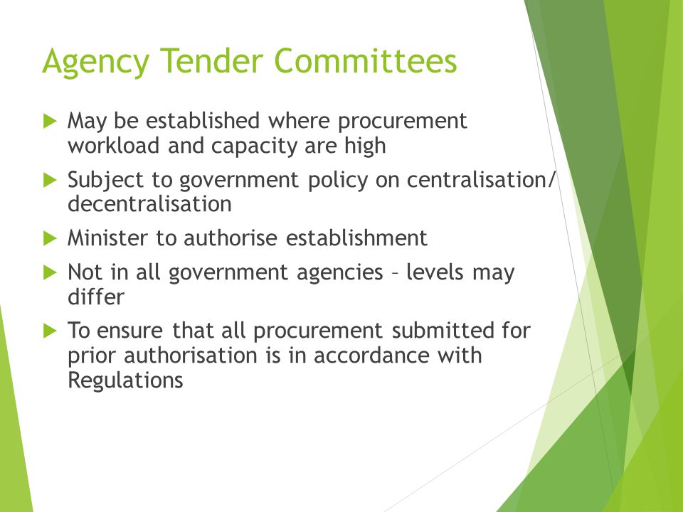 Agency Tender Committees