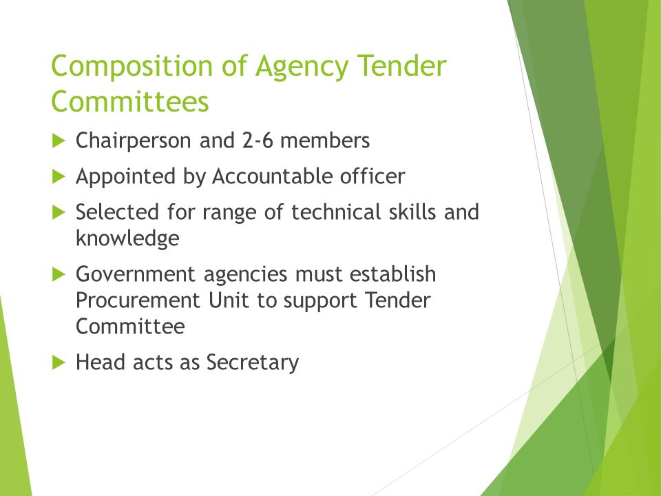 Composition of Agency Tender Committees