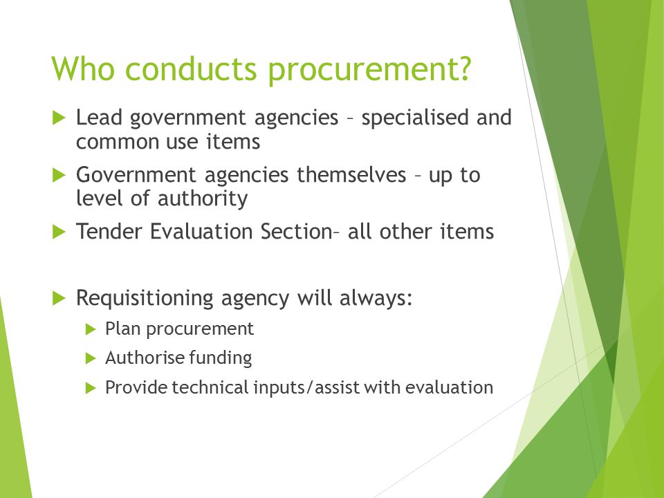 Who conducts procurement