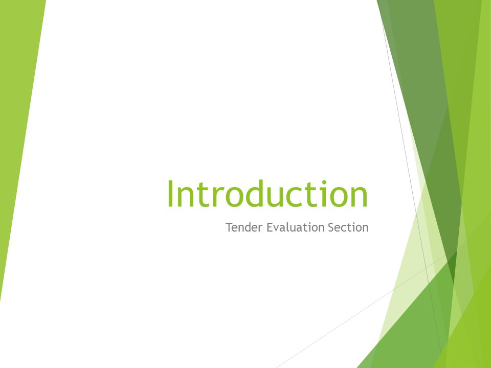 Tender Evaluation Section