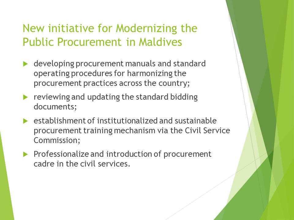 New initiative for Modernizing the Public Procurement in Maldives