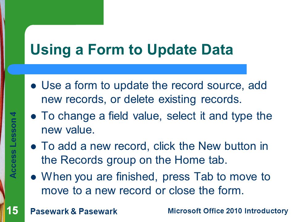 Using a Form to Update Data