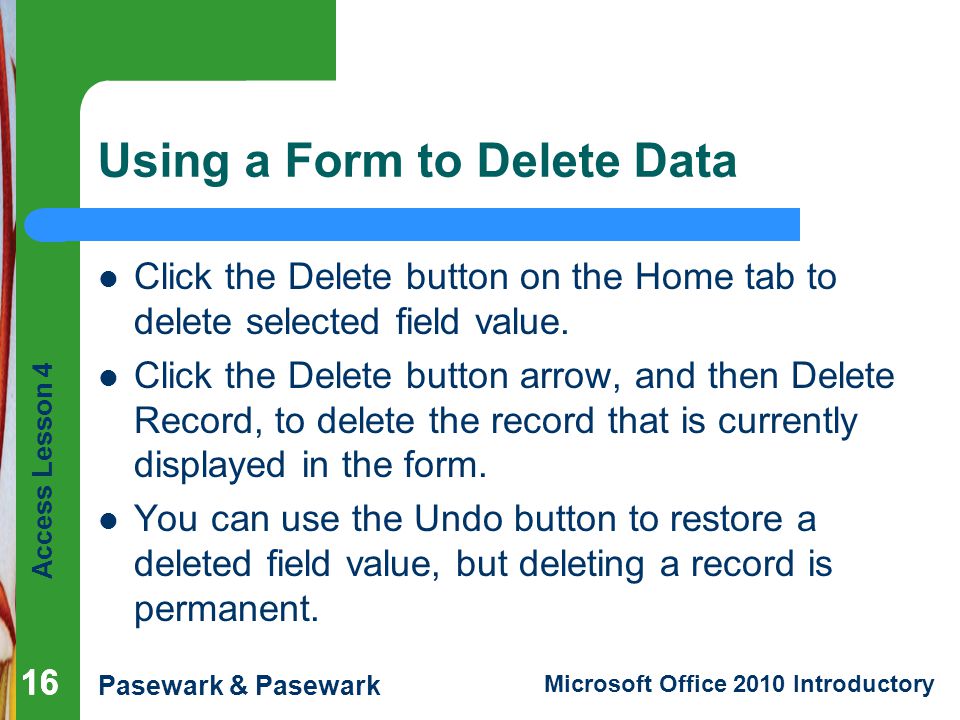 Using a Form to Delete Data
