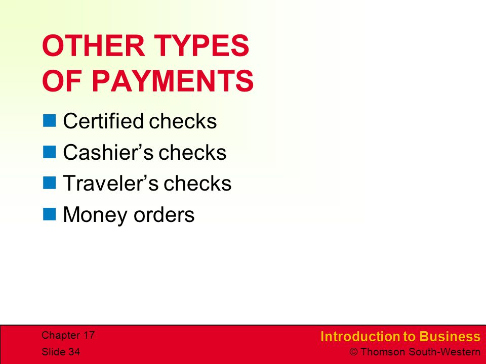 OTHER TYPES OF PAYMENTS