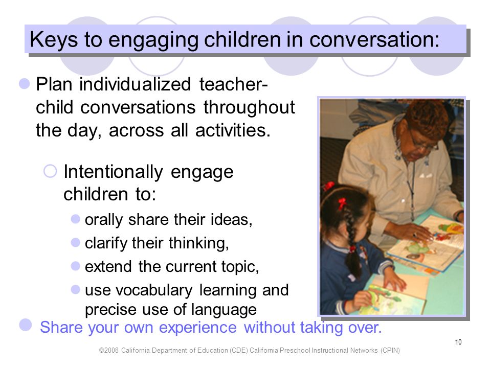 Keys to engaging children in conversation: