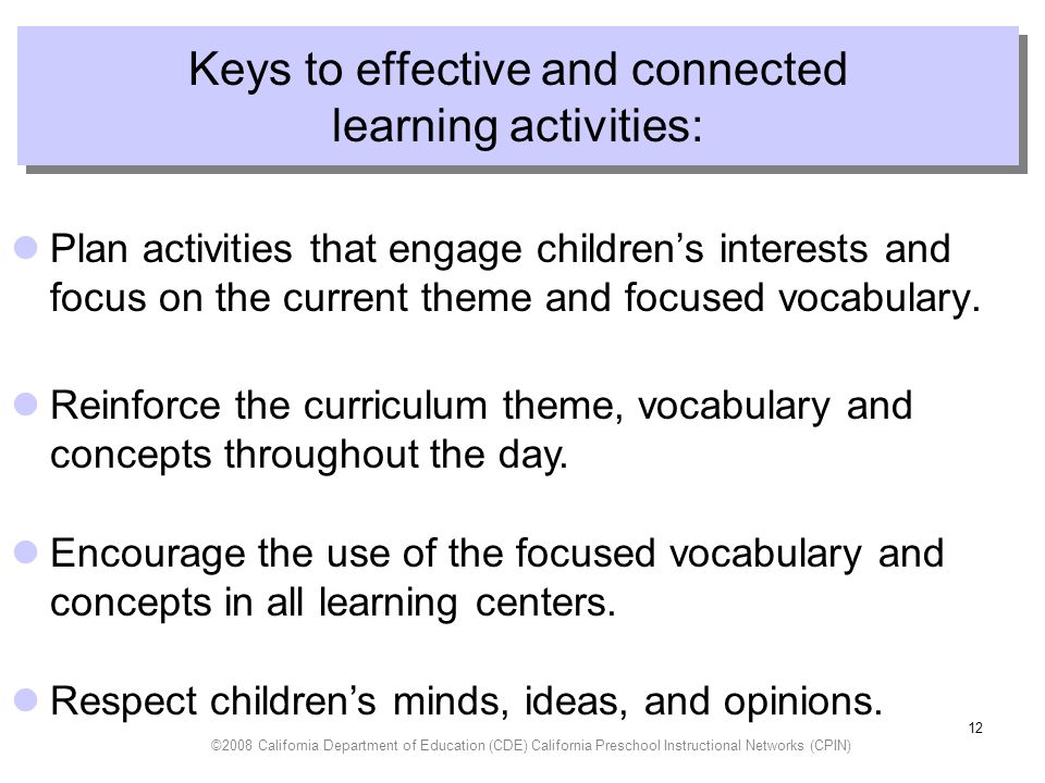 Keys to effective and connected learning activities: