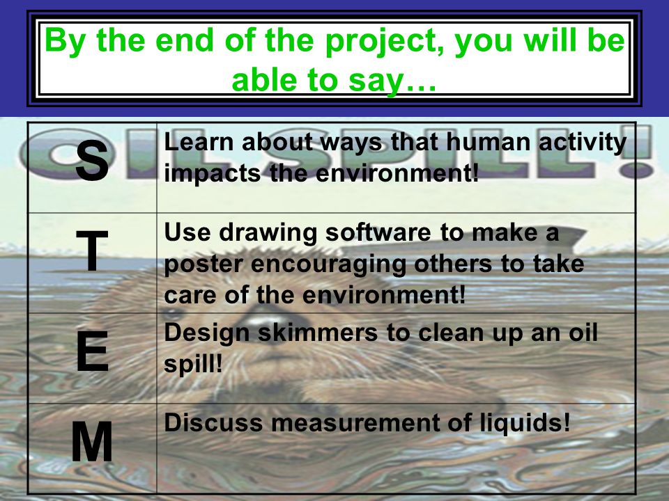 By the end of the project, you will be able to say…