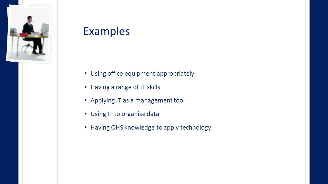 Examples Using office equipment appropriately