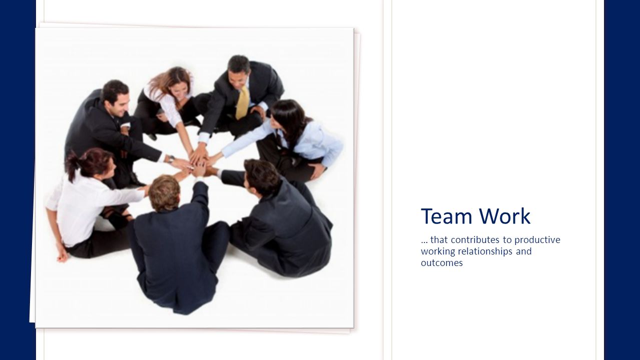 Team Work … that contributes to productive working relationships and outcomes