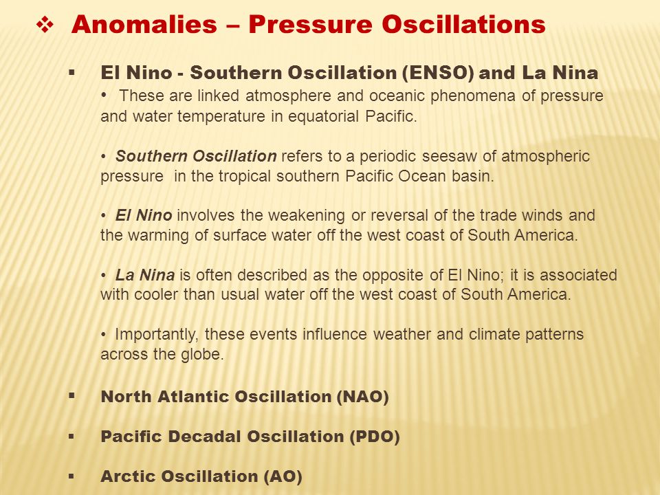 Anomalies – Pressure Oscillations