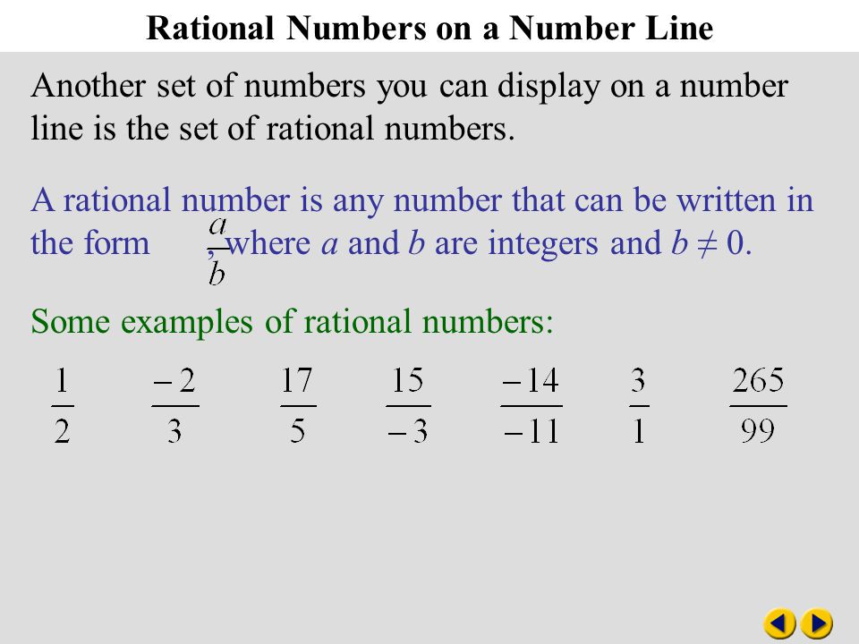 Algebra 2-1 Rational Numbers on a Number Line