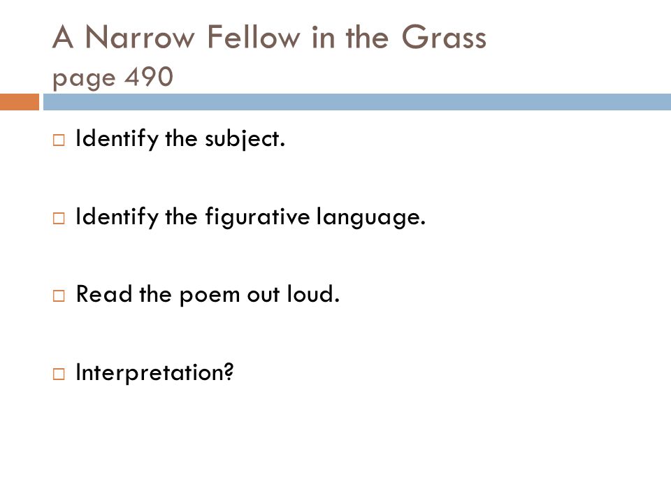 A Narrow Fellow in the Grass page 490