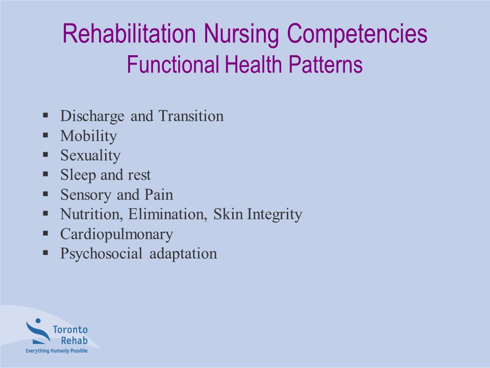 Rehabilitation Nursing Competencies Functional Health Patterns