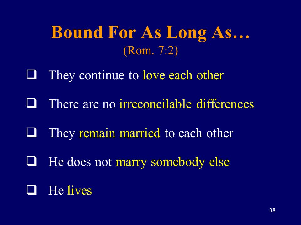 Bound For As Long As… (Rom. 7:2)