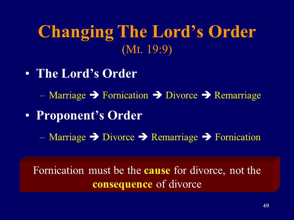 Changing The Lord’s Order (Mt. 19:9)