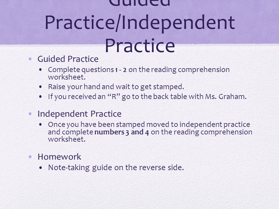 Guided Practice/Independent Practice
