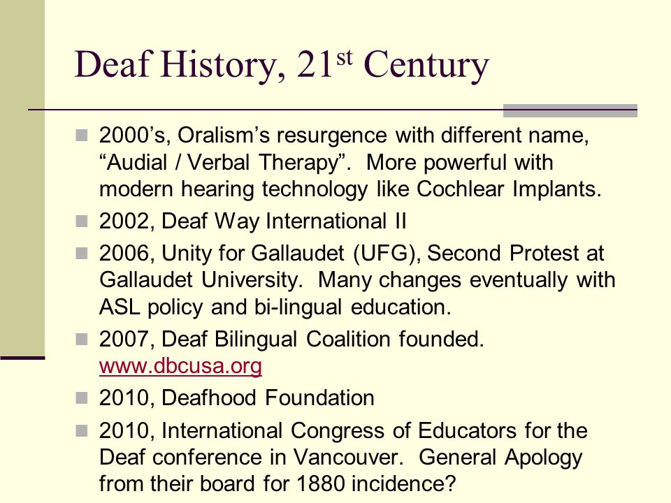 deaf technology history timeline