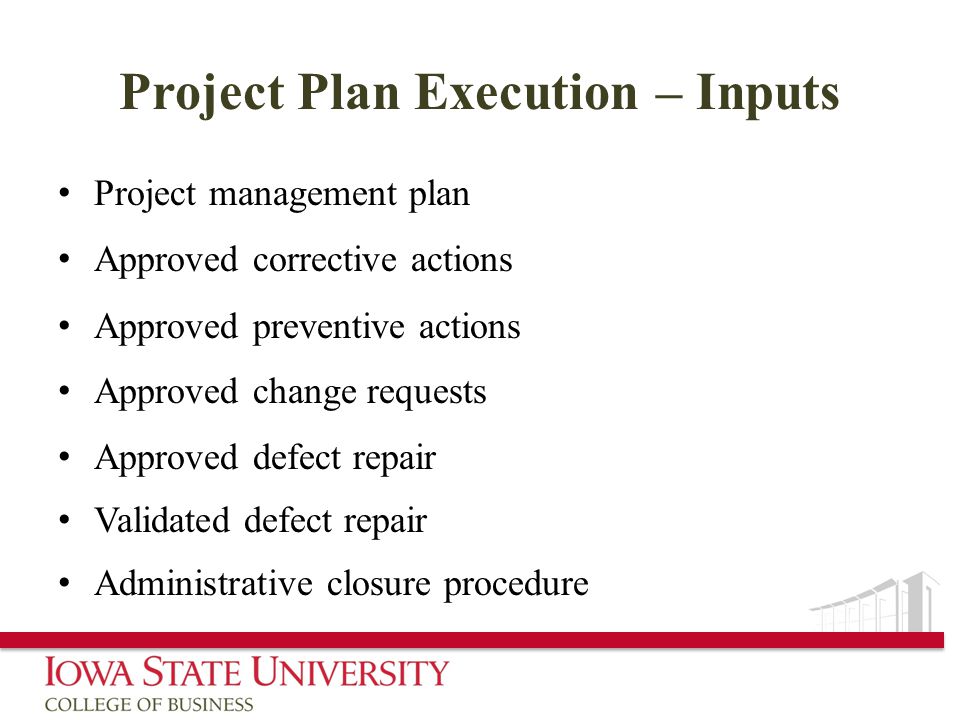 Project Plan Execution – Inputs