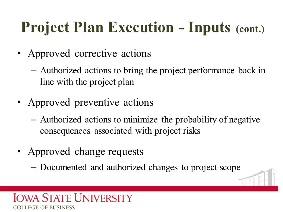 Project Plan Execution - Inputs (cont.)