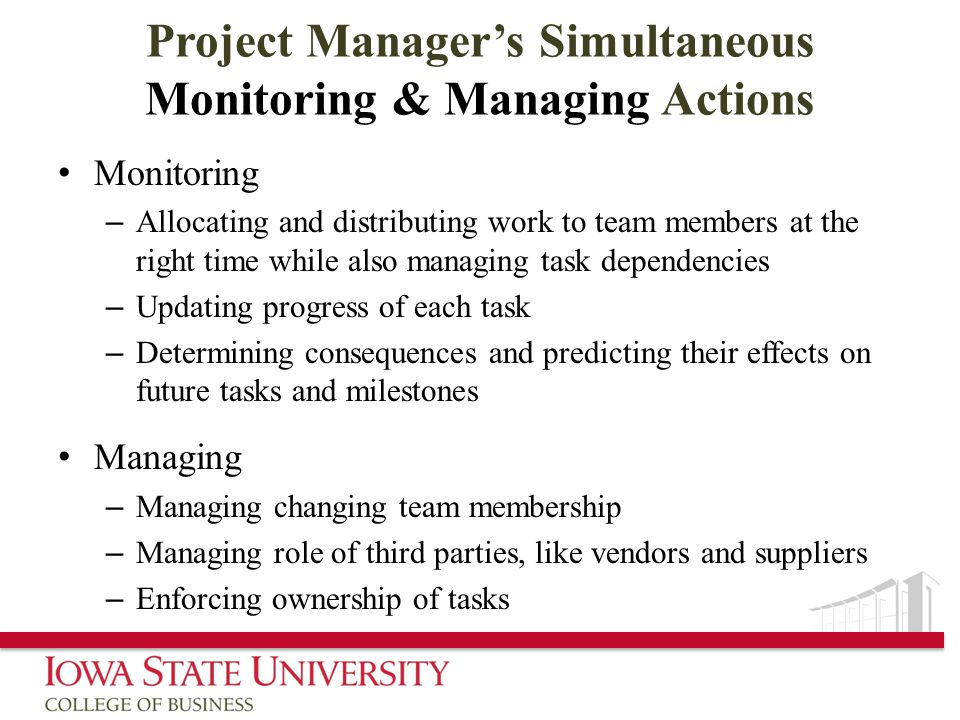Project Manager’s Simultaneous Monitoring & Managing Actions