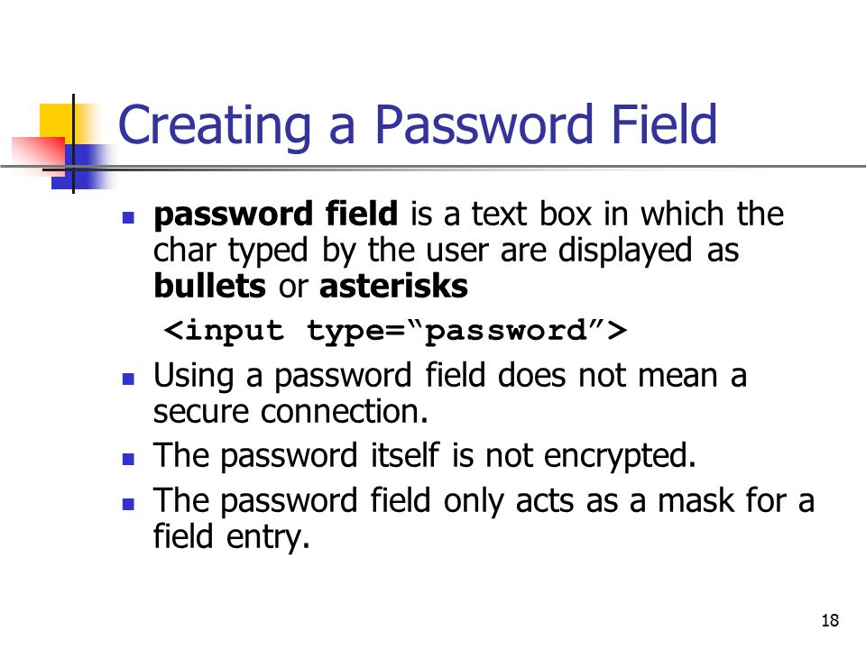 Creating a Password Field