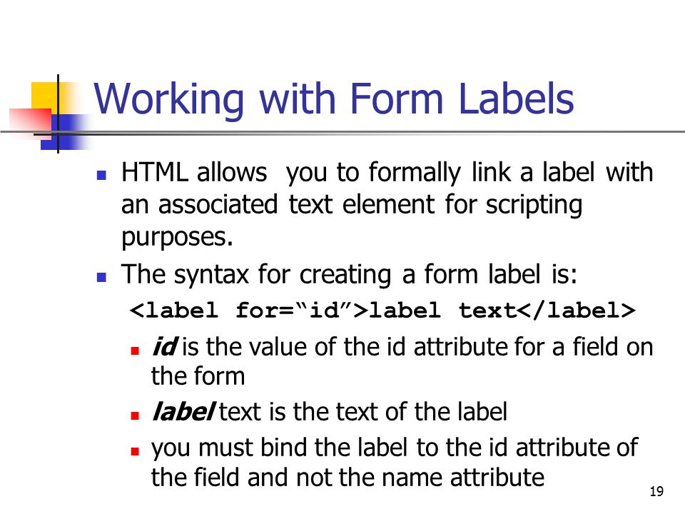 Working with Form Labels