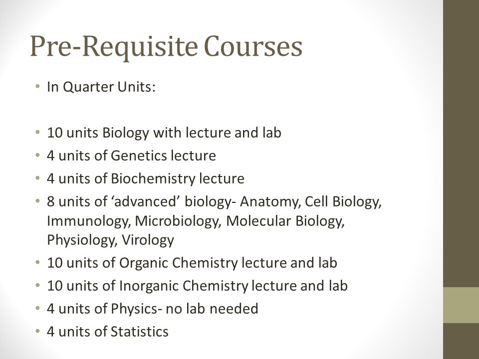 Pre-Requisite Courses