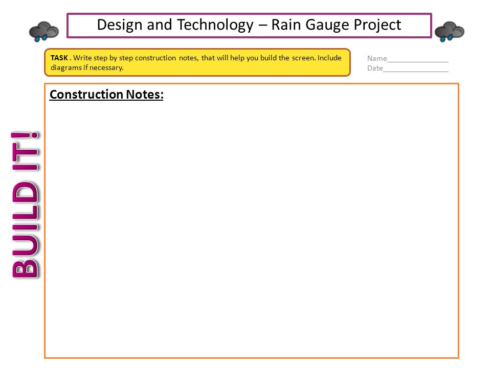 BUILD IT! Design and Technology – Rain Gauge Project