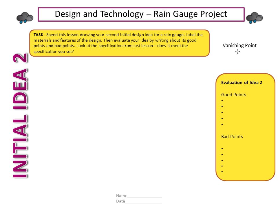 INITIAL IDEA 2 Design and Technology – Rain Gauge Project
