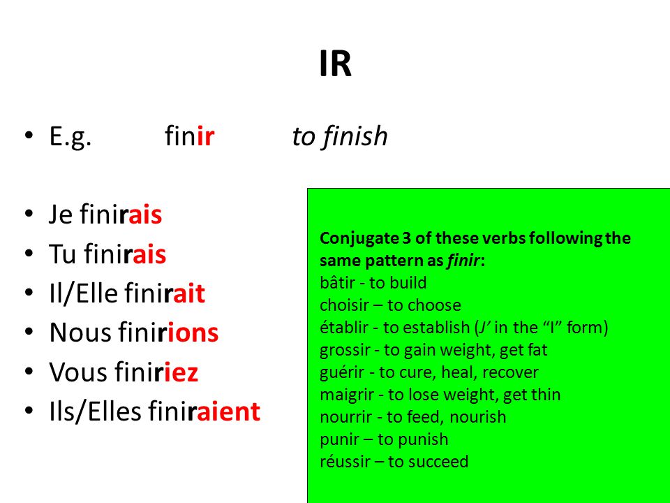 To learn how to form regular and irregular conditional tense verbs. - ppt  video online download